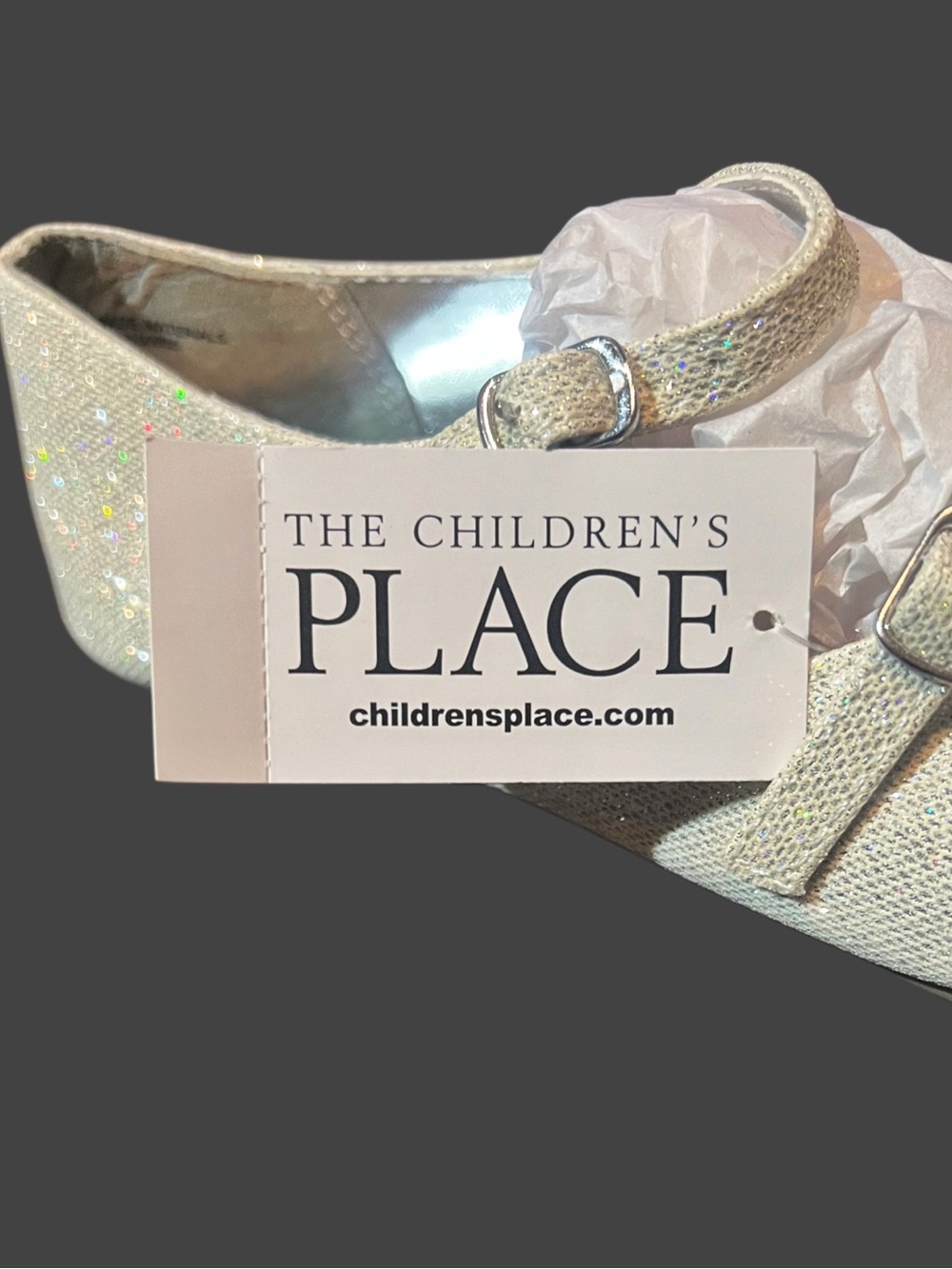 Place Girls Sparkle Silver Mary Jane Flats Sz 2 - Picture 5 of 6
